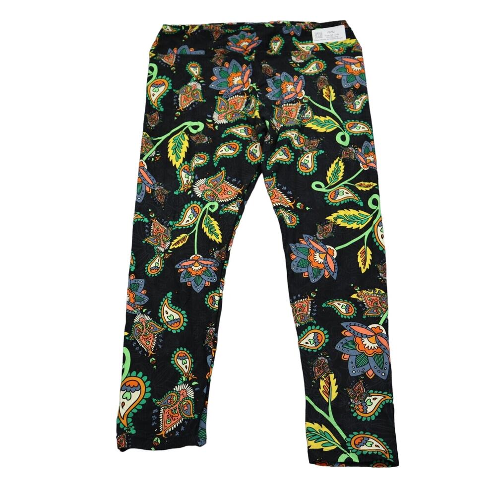 Lula Roe Pants Women 36"W Multicolor Chino Floral Skinny Stretchable Pull on